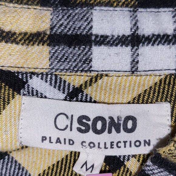CI SONO | Yellow Plaid Wide Flannel Cropped Top - Picture 9 of 11
